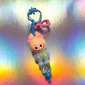 Adorable Blue and Pink Labubu Plush Keychain